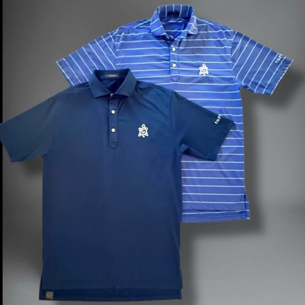Turtleson Men’s Polo Shirt Bundle Size Small | Navy & Striped | Golf Performance